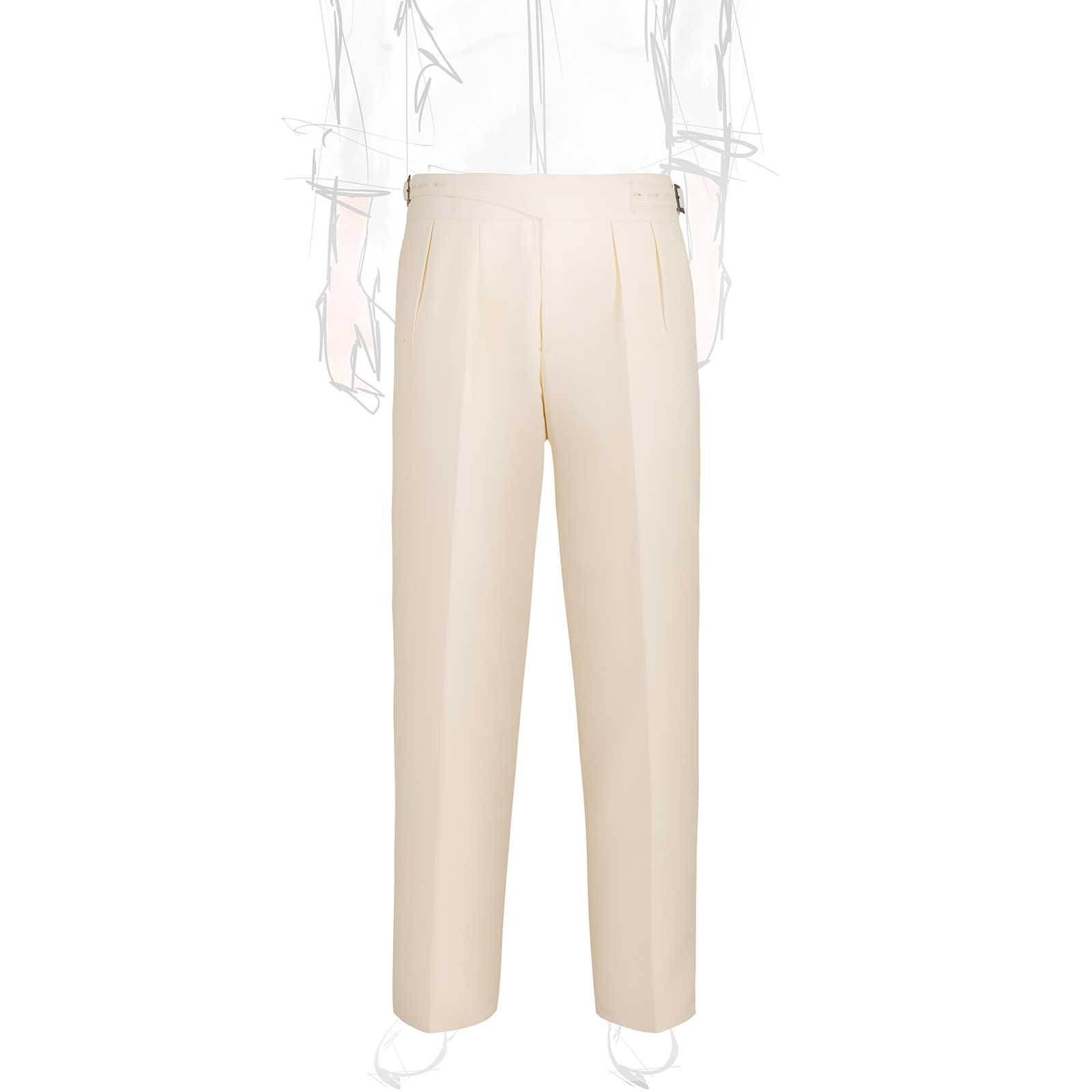 ﻿Rubinacci Vintage archive pantalone Manny in lana e cotone bianco Saldi Di Fabbrica