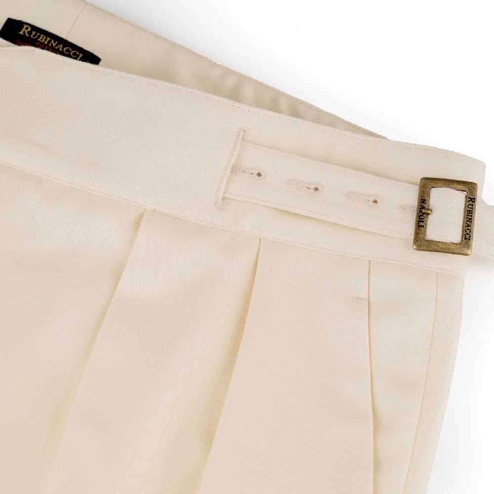 ﻿Rubinacci Vintage archive pantalone Manny in lana e cotone bianco Saldi Di Fabbrica
