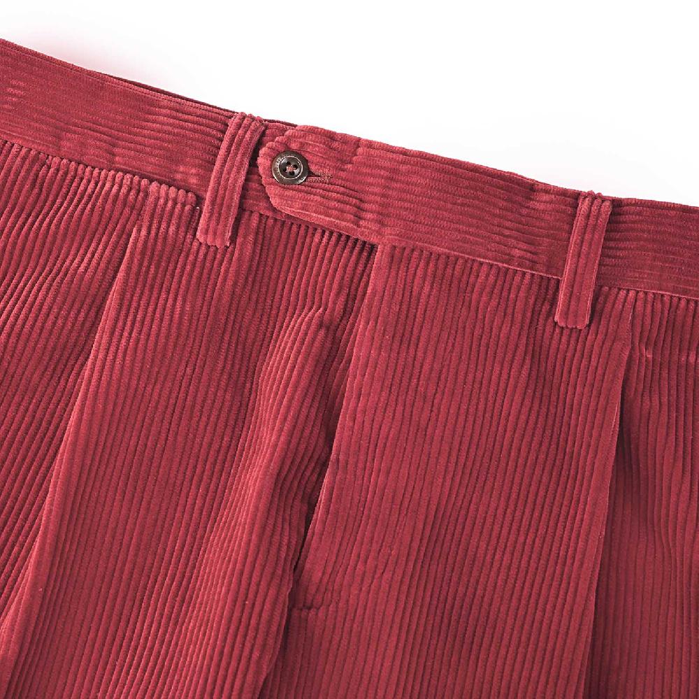 Rubinacci Vintage archive pantalone velluto a coste con pinces ciliegia Negozio