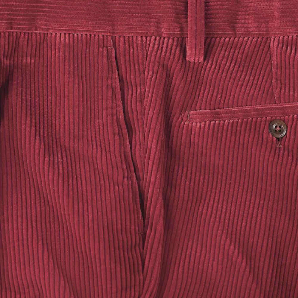 Rubinacci Vintage archive pantalone velluto a coste con pinces ciliegia Negozio