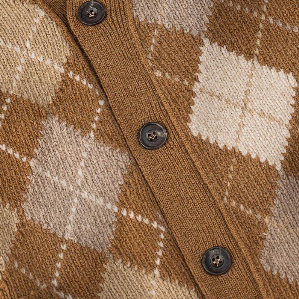 Rubinacci Vintage archive cardigan a rombi in lana tabacco Qualità