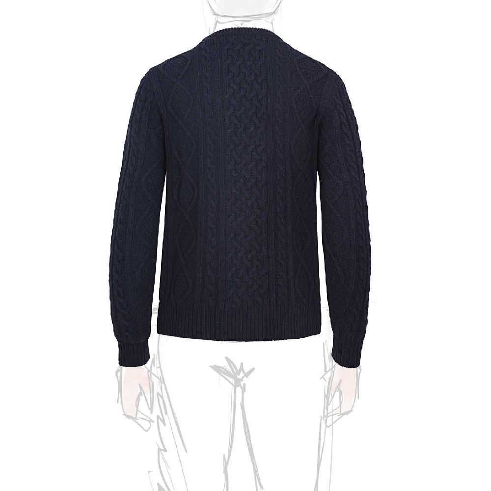 Rubinacci Vintage archive girocollo con trecce in lana blu Vendita