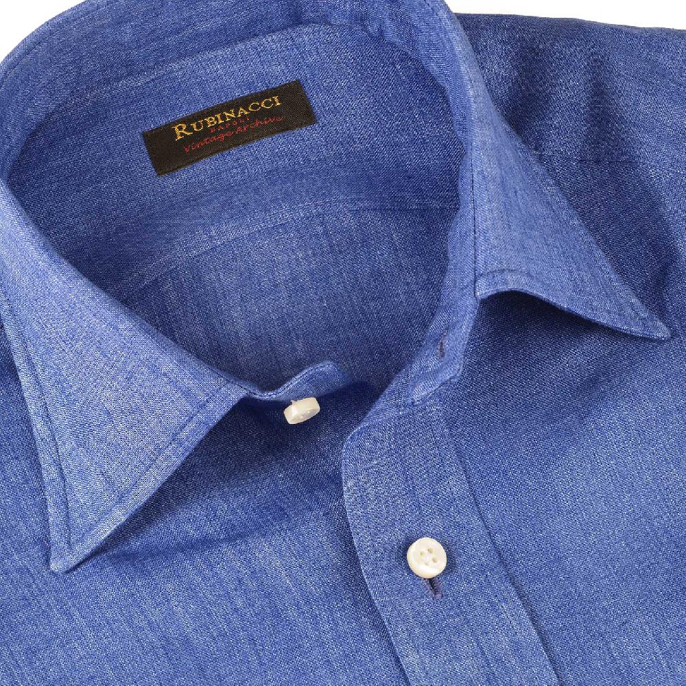 Rubinacci Vintage archive camicia in lino blu Pezzi Unici
