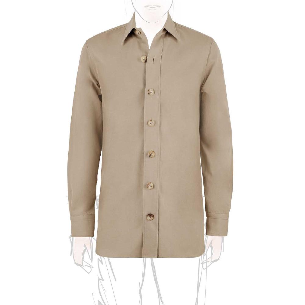 Rubinacci Serie Limitata overshirt in cotone e lino biscotto