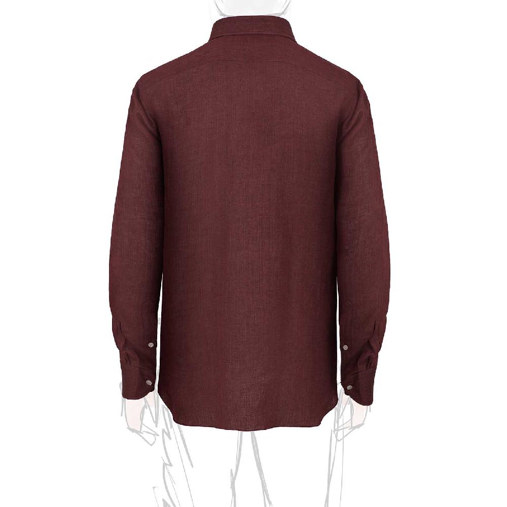 Rubinacci Vintage archive camicia in lino bordeaux Acquista Ora