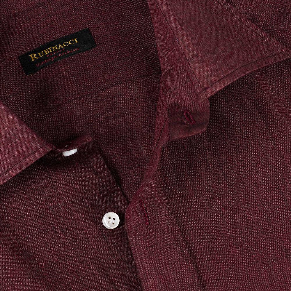 Rubinacci Vintage archive camicia in lino bordeaux Acquista Ora