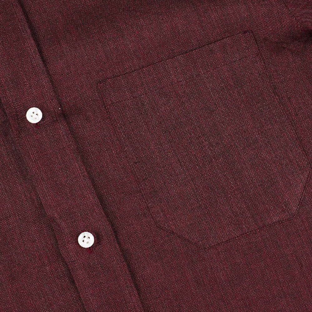 Rubinacci Vintage archive camicia in lino bordeaux Acquista Ora