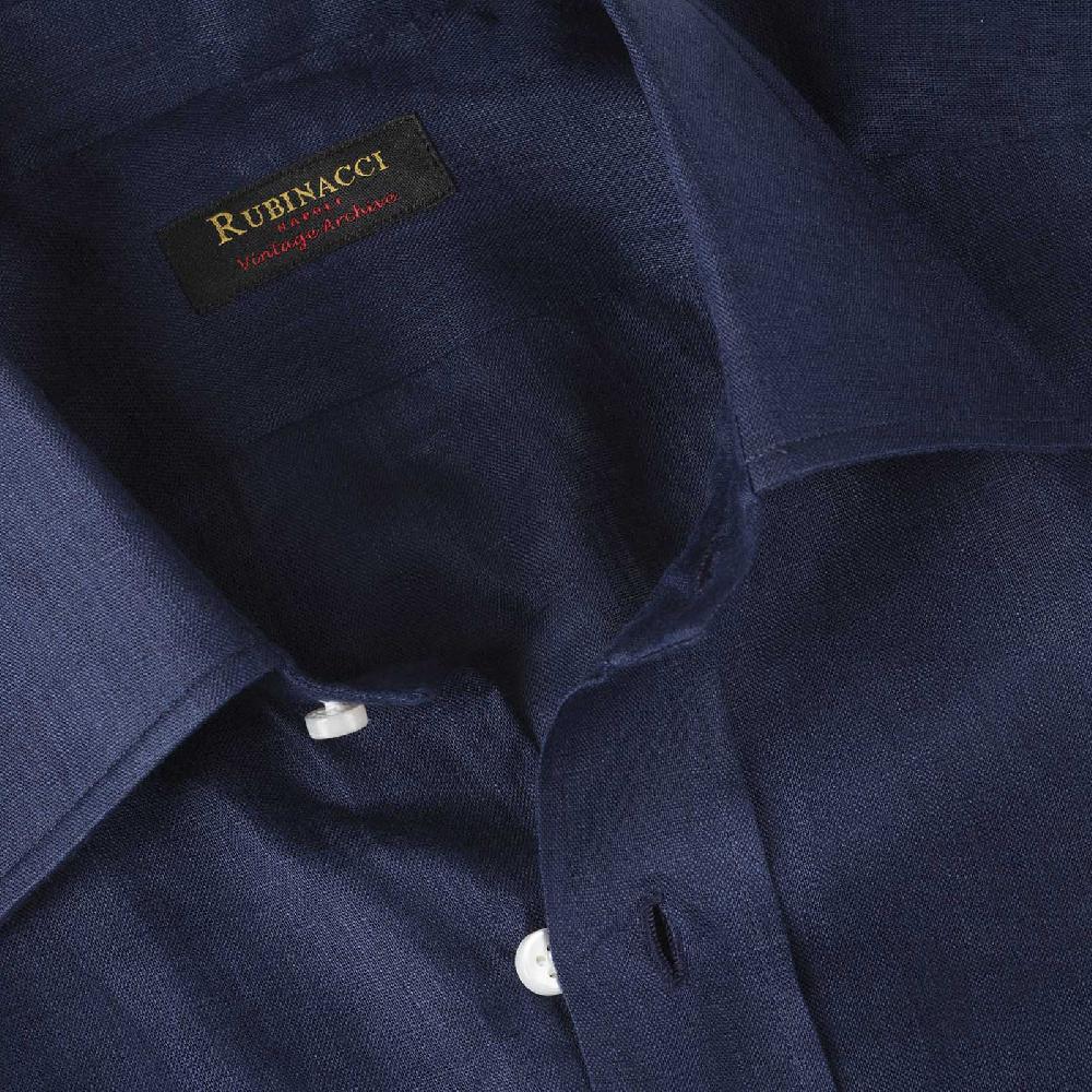 Rubinacci Vintage archive camicia in lino blu Fino Al -60%