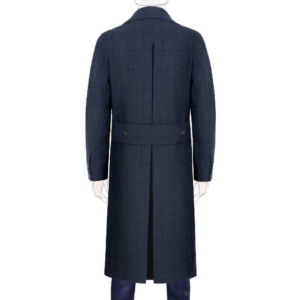 Rubinacci Vintage archive cappotto Ulster in lana a quadri blu Vendite Flash