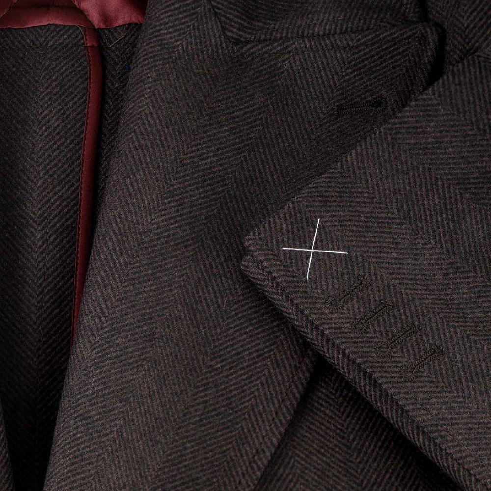 Rubinacci Vintage archive cappotto Ulster in lana spigato marrone Negozio