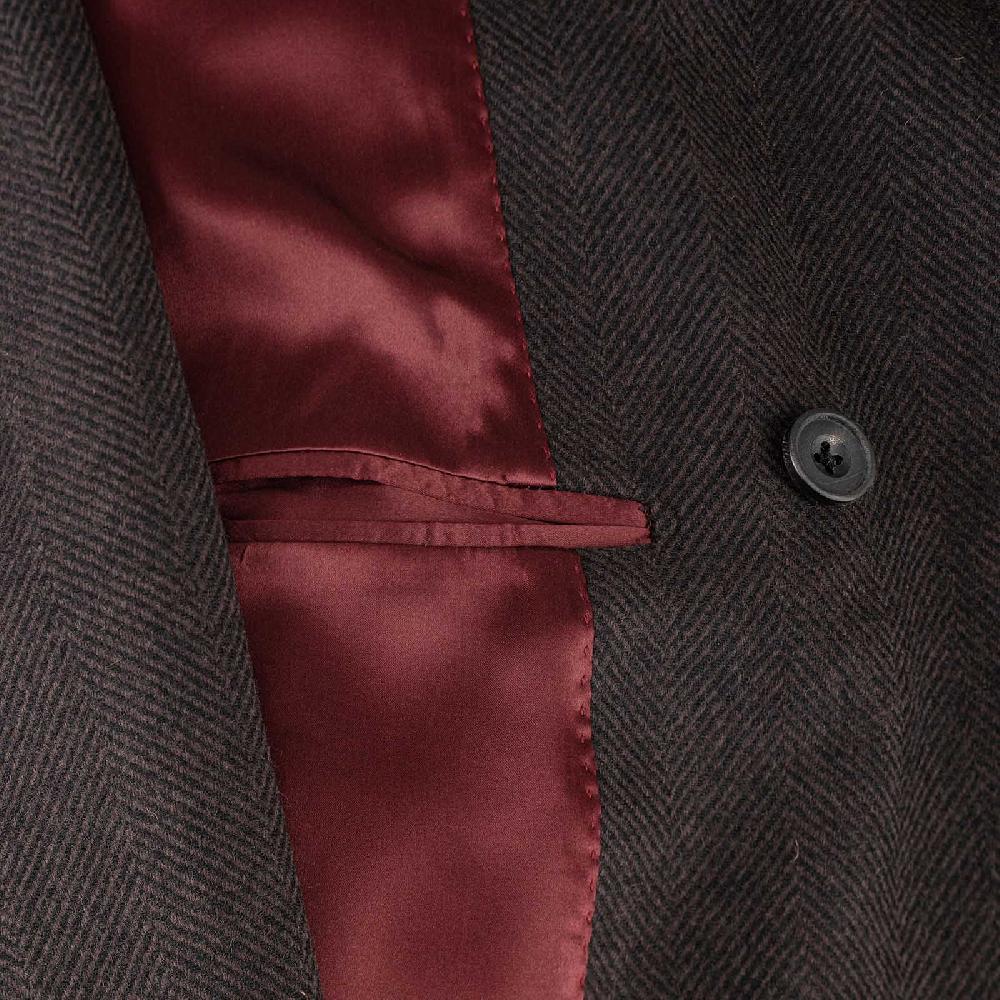 Rubinacci Vintage archive cappotto Ulster in lana spigato marrone Negozio