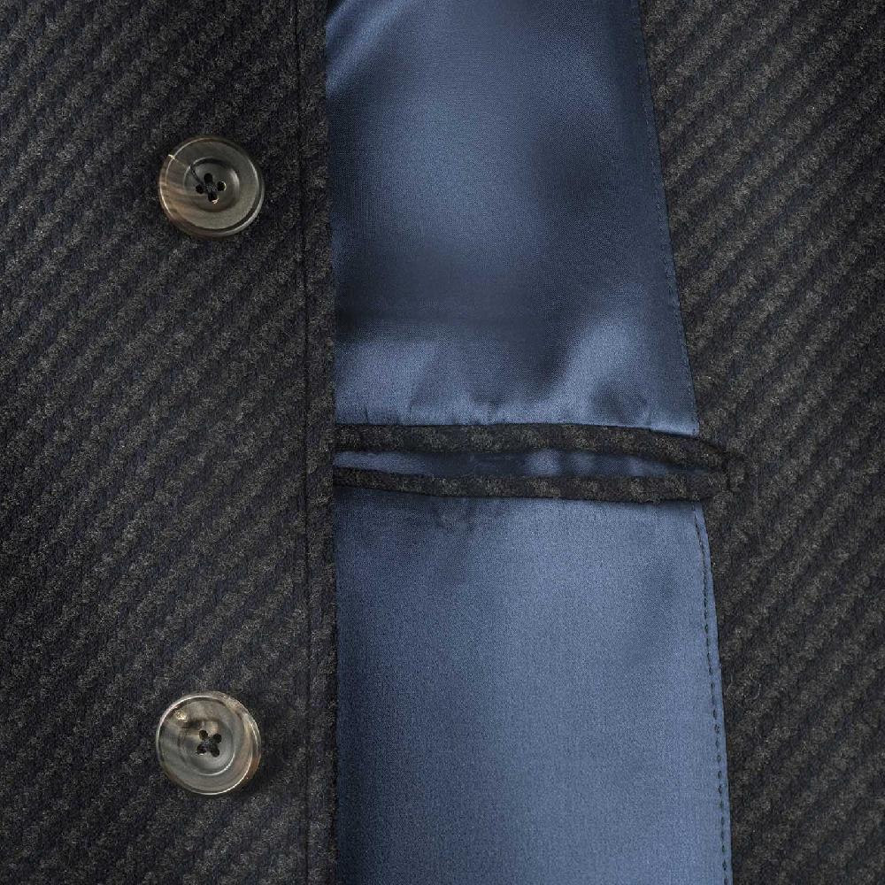 Rubinacci Vintage archive cappotto raglan in diagonale di lana skyfall blu Nuova