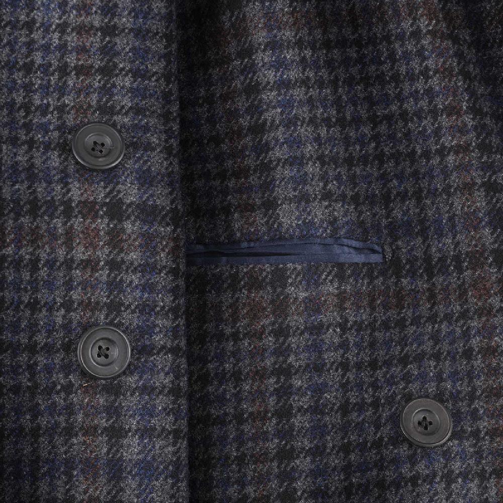 Rubinacci Vintage archive cappotto Ulster in lana e cashmere a quadri blu Italy