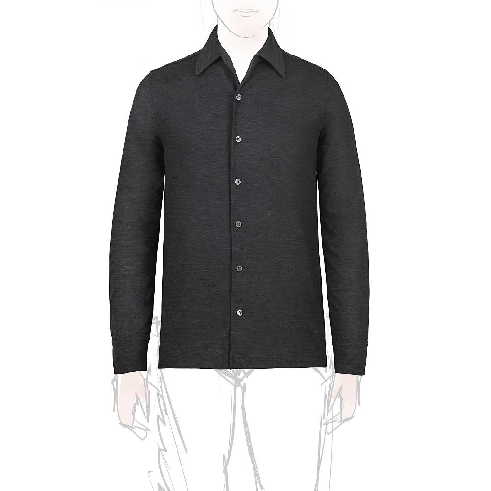Rubinacci Camicia in piquet di lana grigio Moda