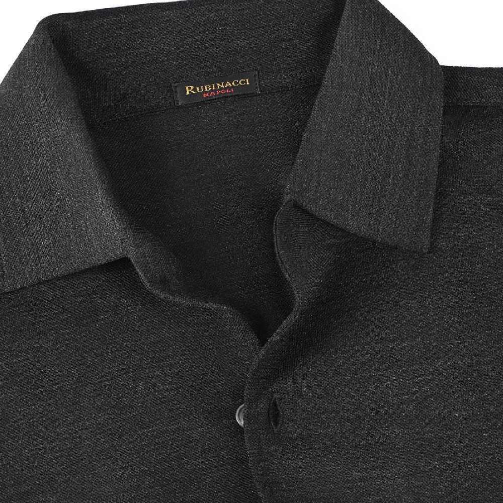 Rubinacci Camicia in piquet di lana grigio Moda