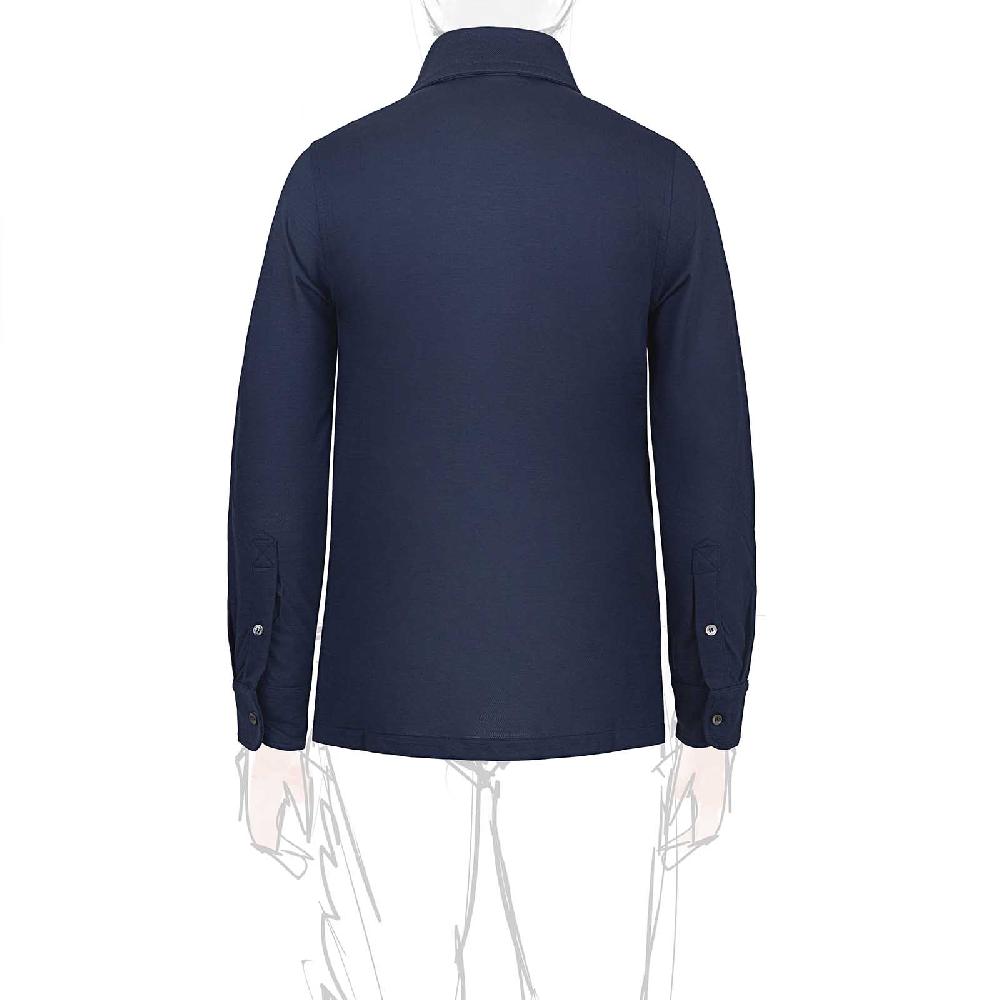 Rubinacci Camicia in piquet di lana blu 2025