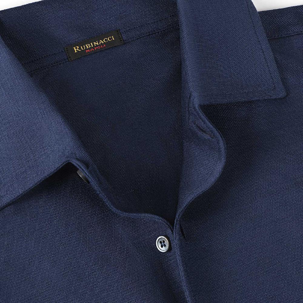 Rubinacci Camicia in piquet di lana blu 2025