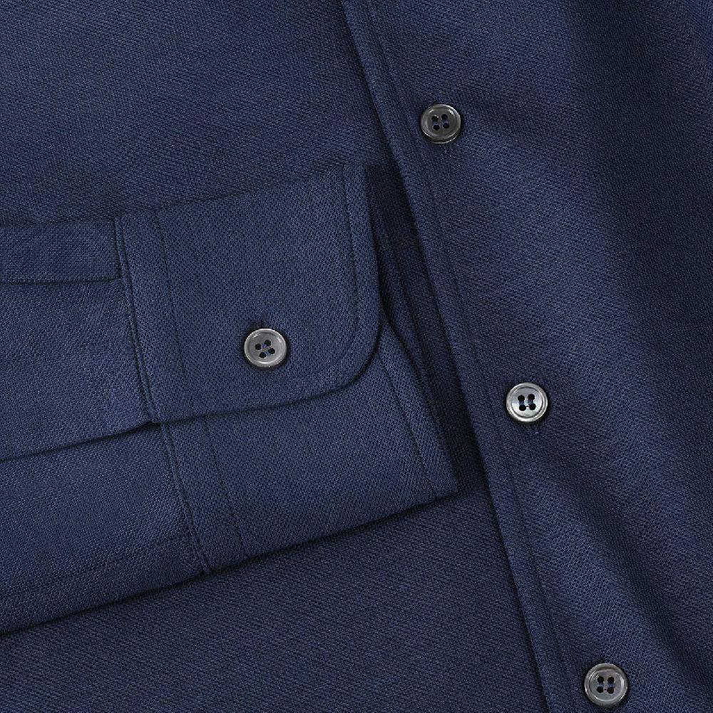 Rubinacci Camicia in piquet di lana blu 2025