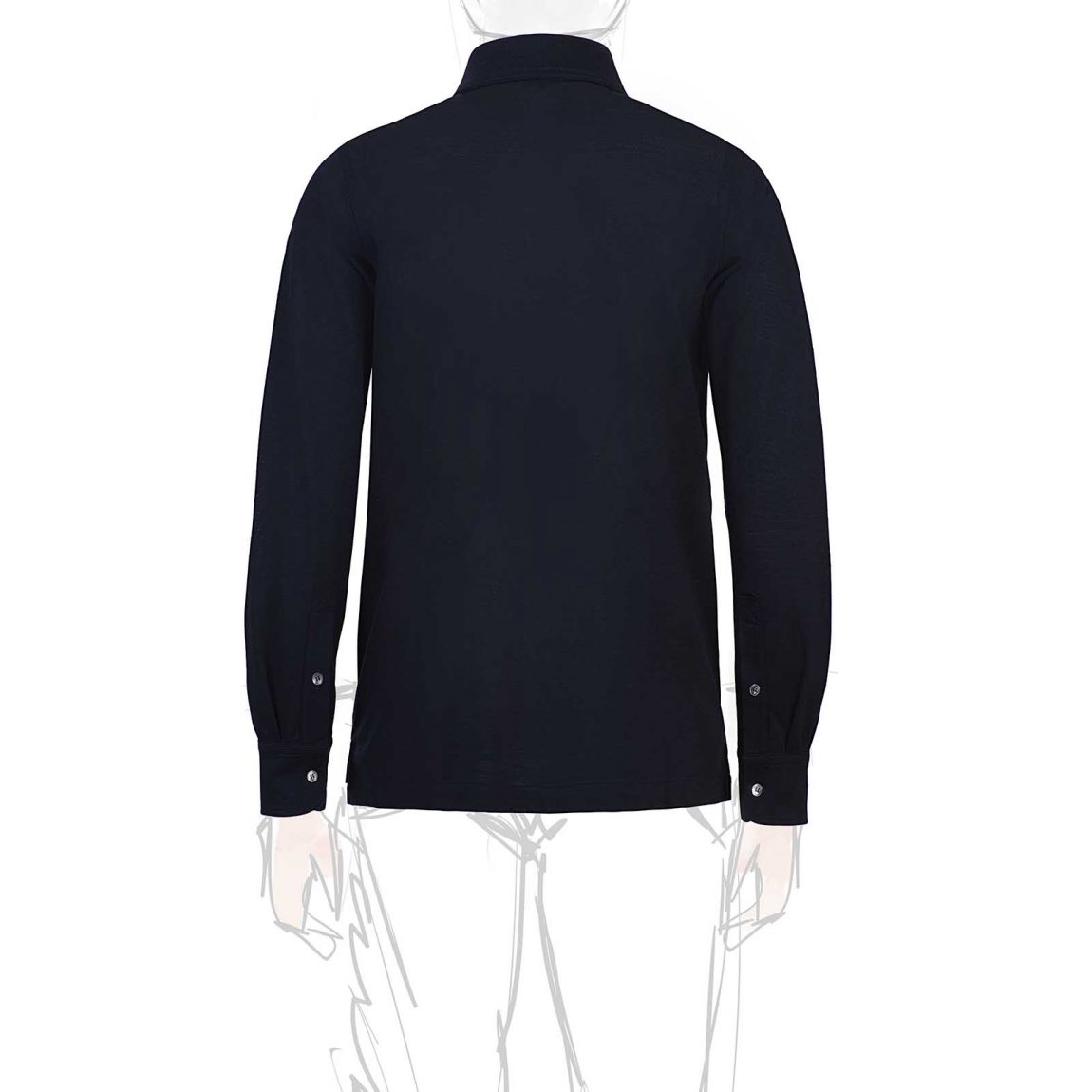 Rubinacci Camicia in piquet di lana blu navy 2025