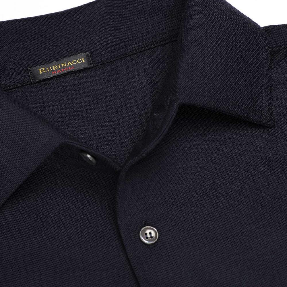 Rubinacci Camicia in piquet di lana blu navy 2025