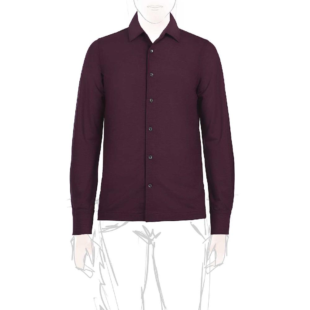 Rubinacci Camicia in piquet di lana bordeaux In Linea