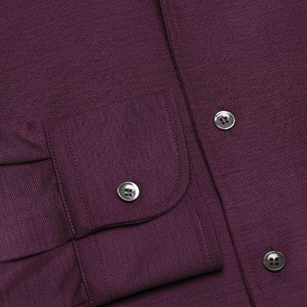 Rubinacci Camicia in piquet di lana bordeaux In Linea
