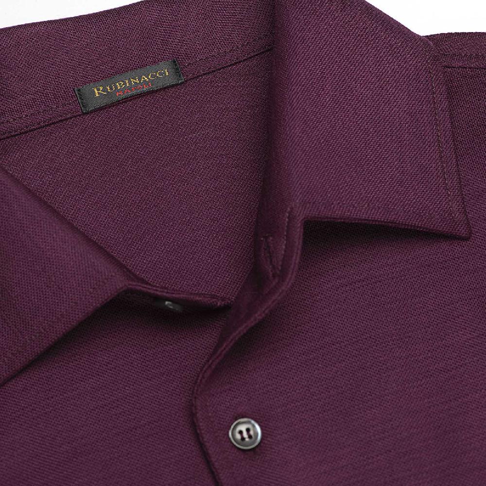 Rubinacci Camicia in piquet di lana bordeaux In Linea