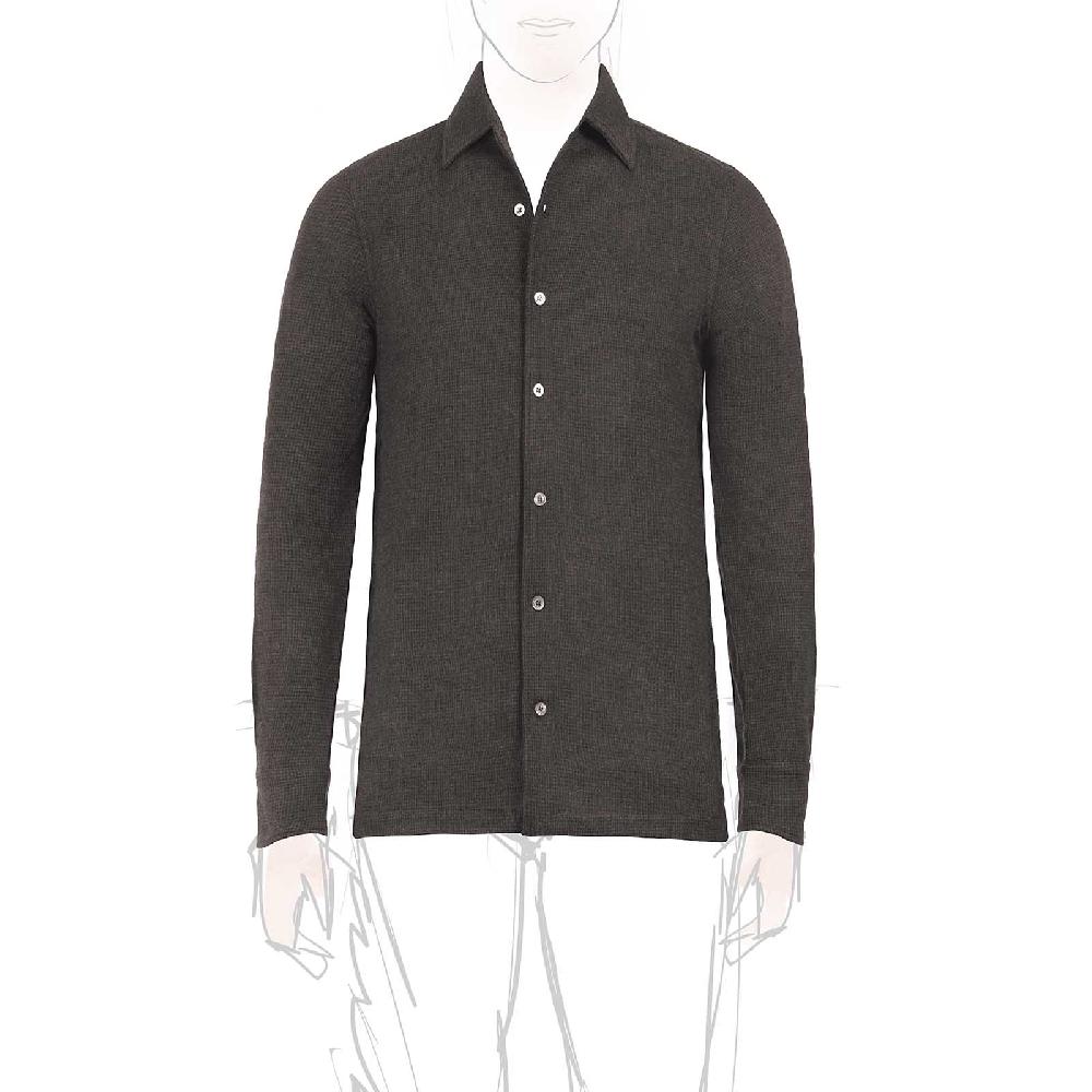Rubinacci Camicia in cashmere a quadretti marrone e nero Nuovo
