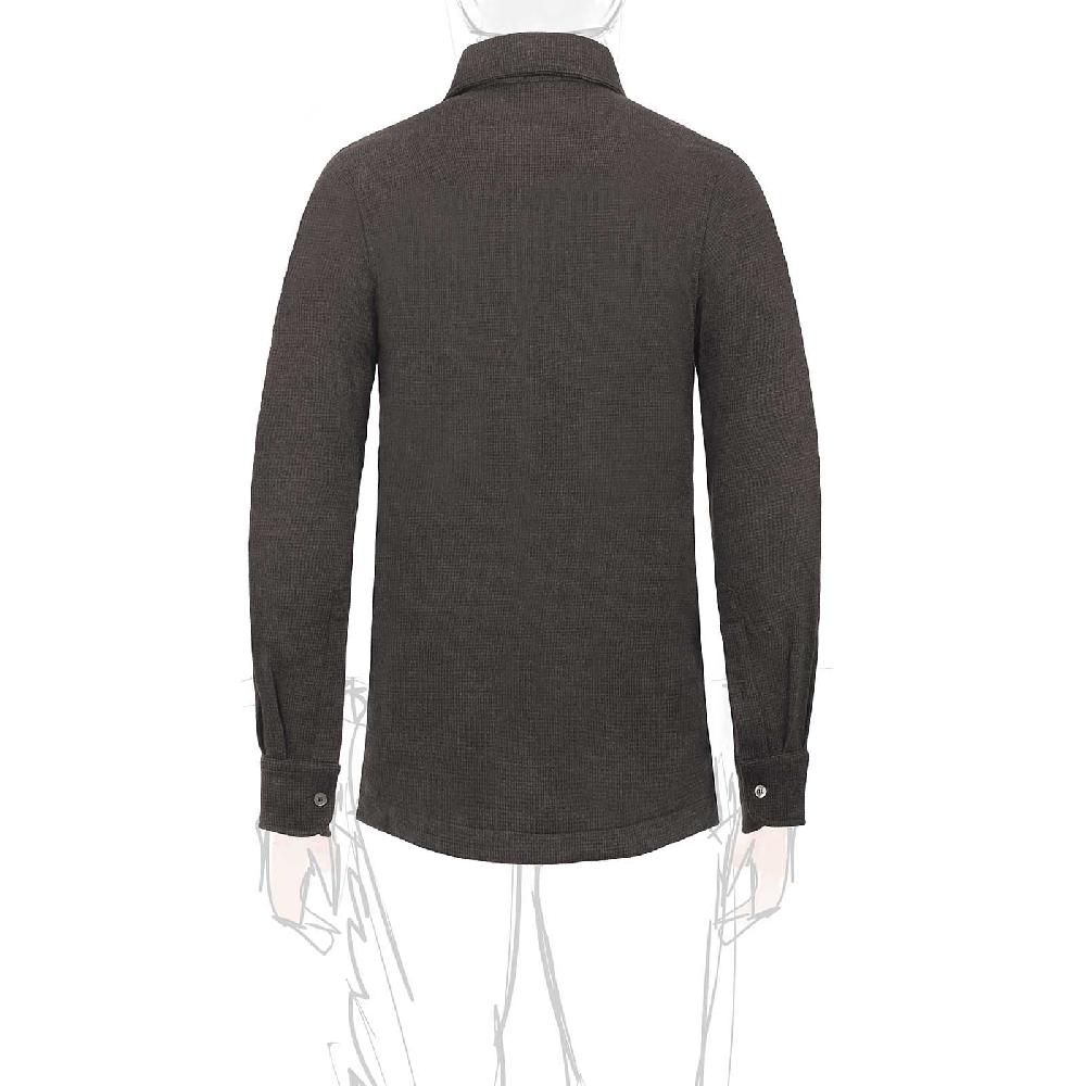 Rubinacci Camicia in cashmere a quadretti marrone e nero Nuovo