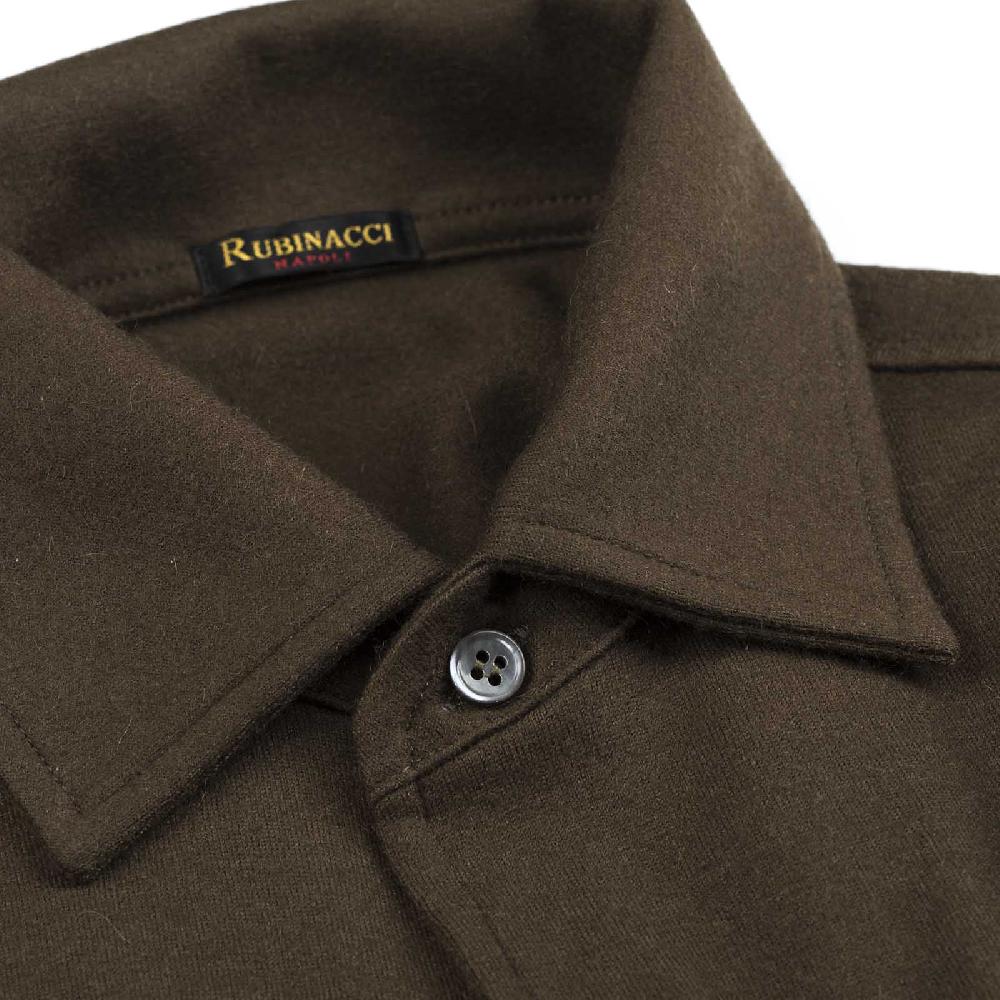Rubinacci Camicia in cashmere verde militare Qualità