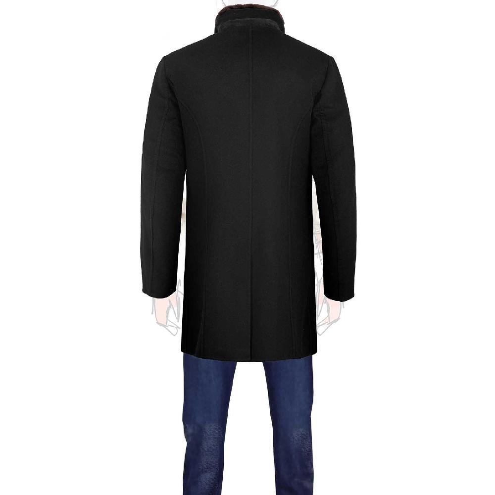 Rubinacci Giaccone lana e cashmere con pelliccia nero Promozione
