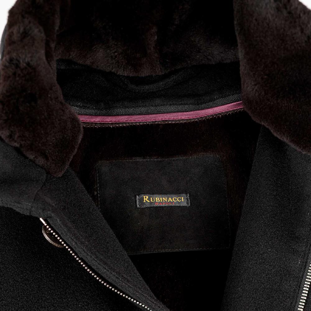 Rubinacci Giaccone lana e cashmere con pelliccia nero Promozione