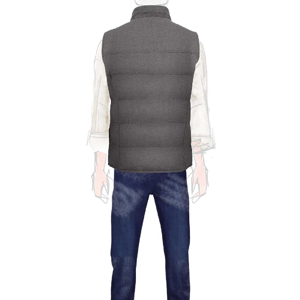 Rubinacci Gilet trapuntato lana e cashmere tortora Pezzi Unici