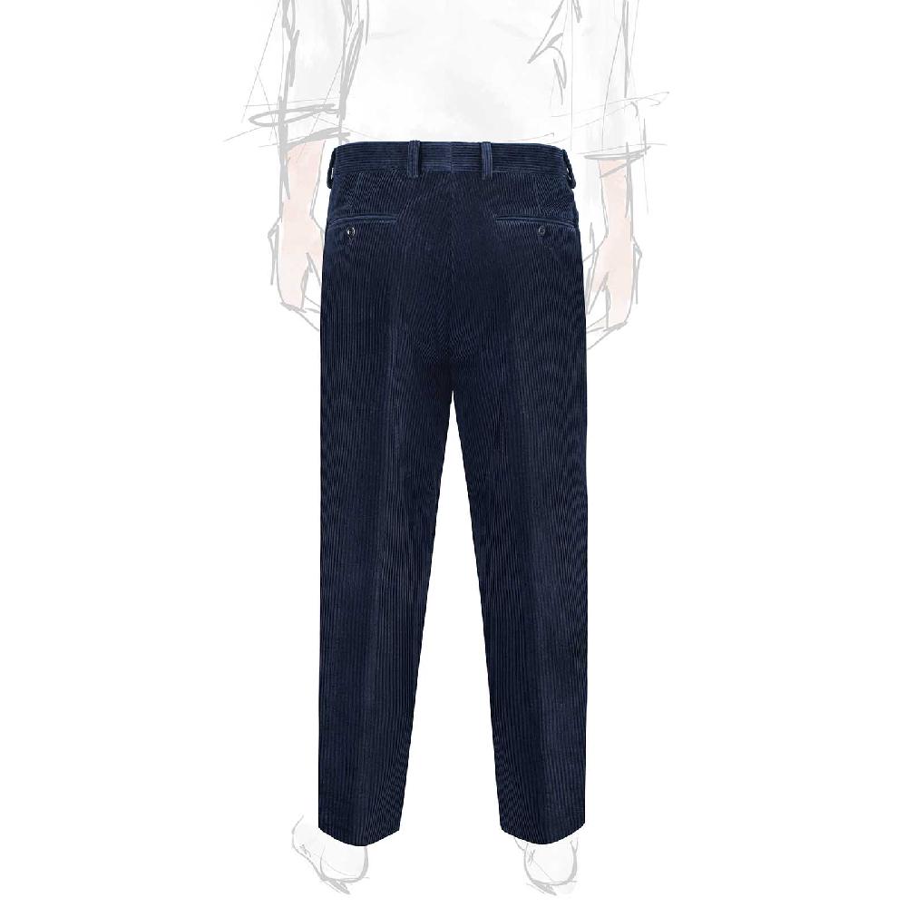 Rubinacci Pantalone 2 pinces in velluto a coste blu Outlet