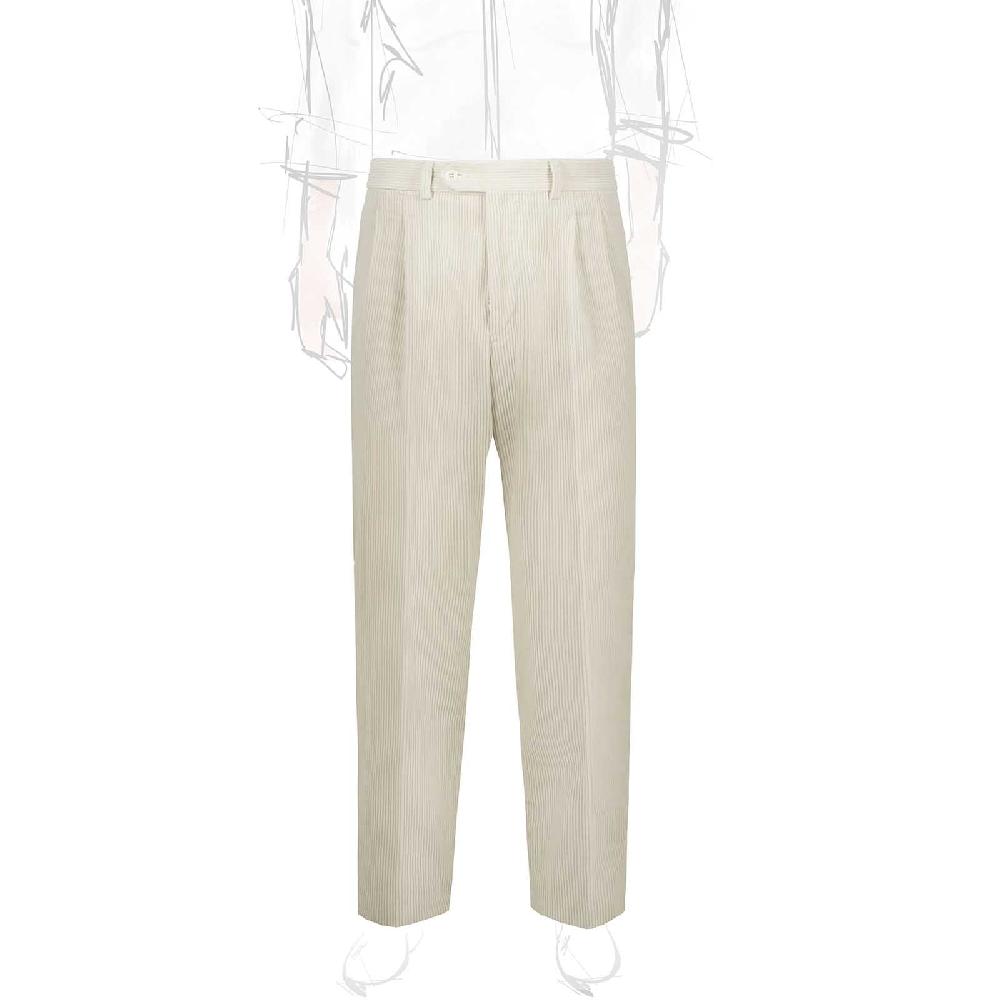 Rubinacci Pantalone 2 pinces in velluto a coste latte Saldi