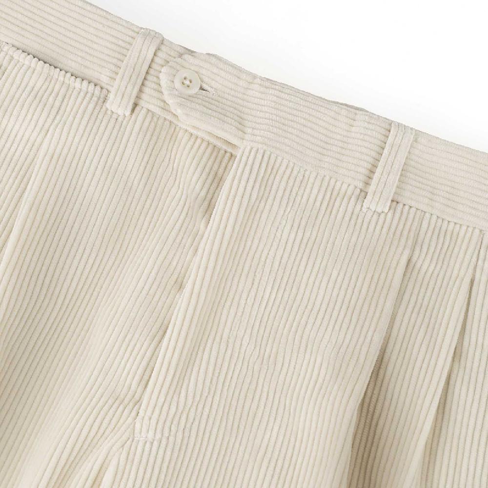 Rubinacci Pantalone 2 pinces in velluto a coste latte Saldi