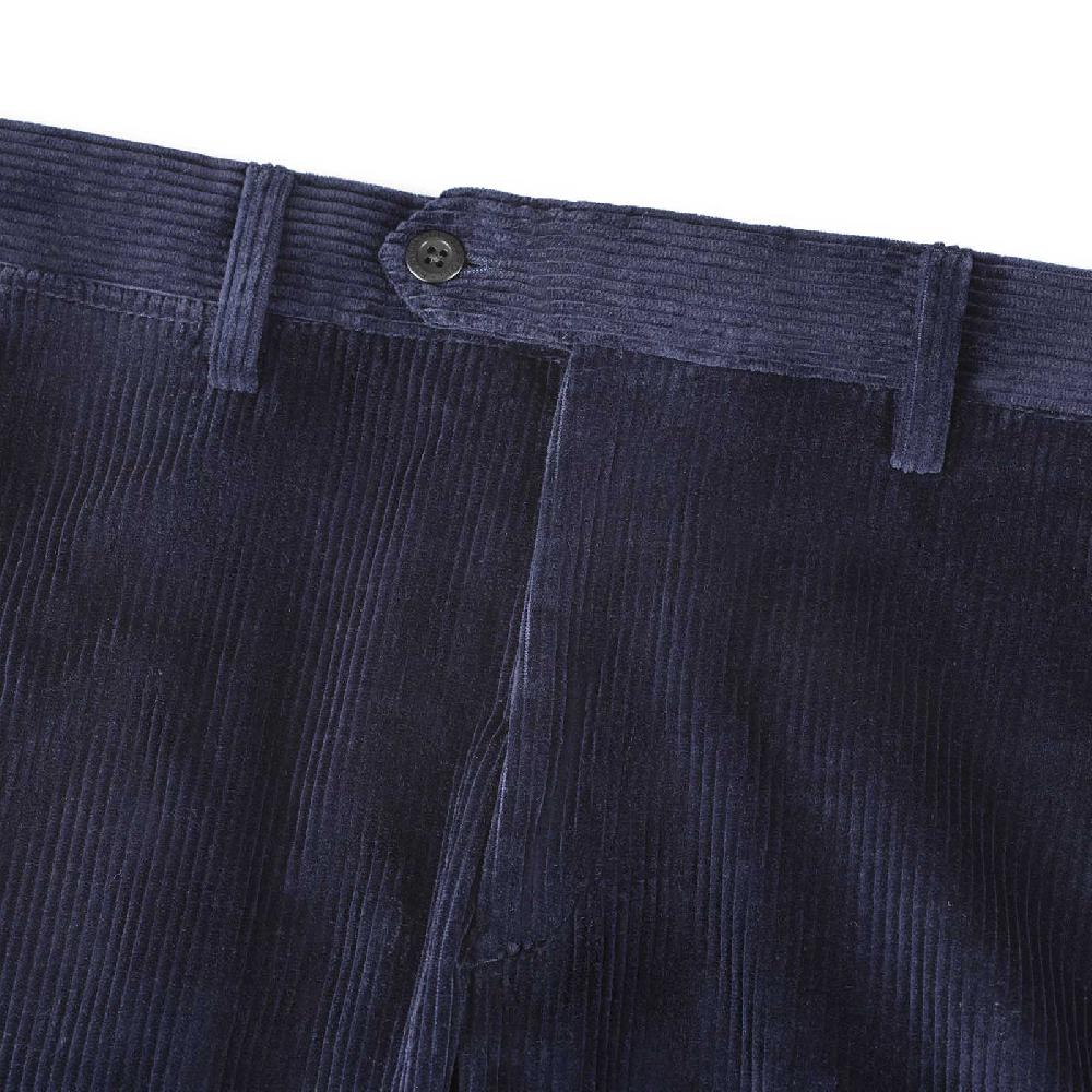 Rubinacci Pantalone in velluto a coste blu notte Vendita Economica