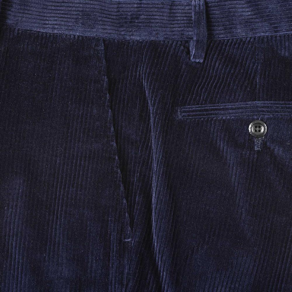 Rubinacci Pantalone in velluto a coste blu notte Vendita Economica