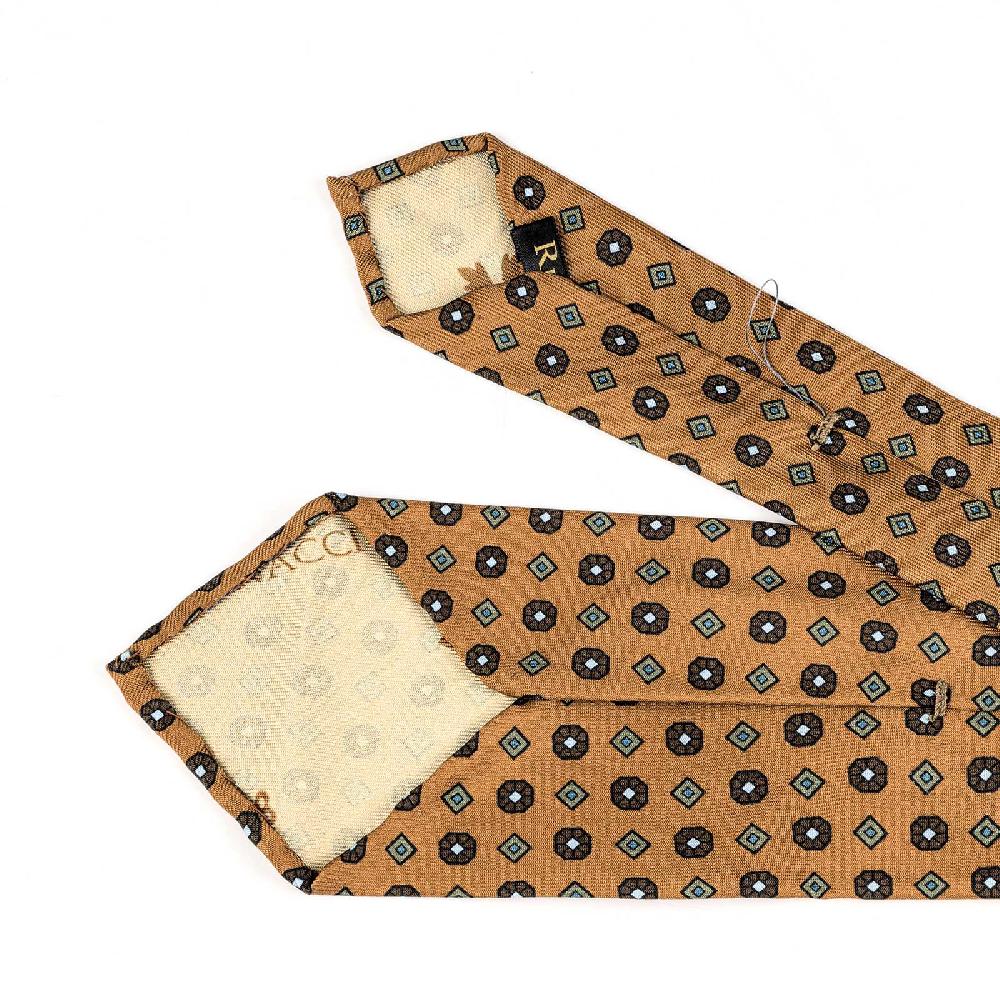 Rubinacci Cravatta in twill di seta arancio con stampa floreale Novità