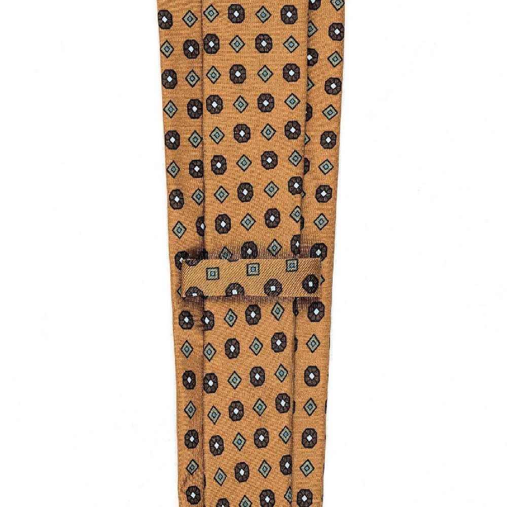 Rubinacci Cravatta in twill di seta arancio con stampa floreale Novità