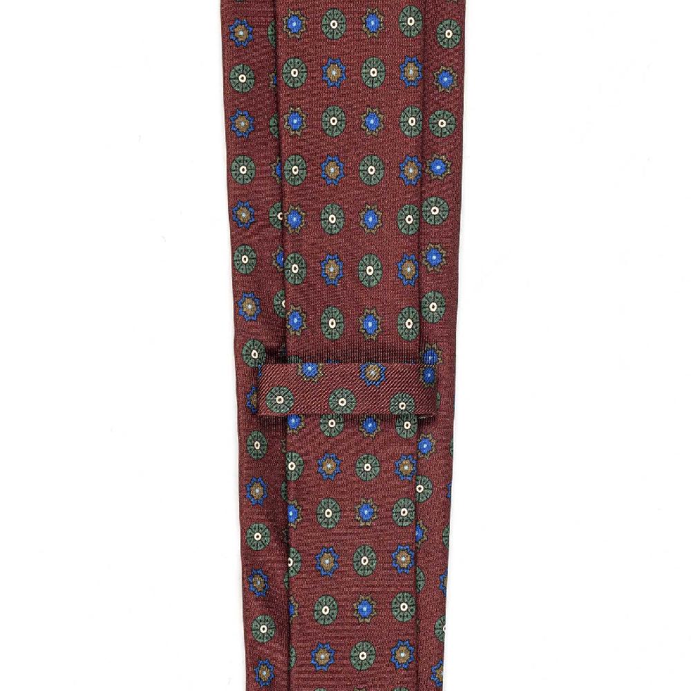 Rubinacci Cravatta in twill di seta bordeaux con stampa floreale Presa