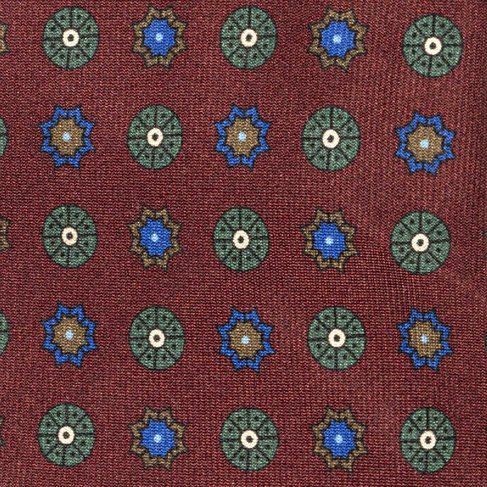 Rubinacci Cravatta in twill di seta bordeaux con stampa floreale Presa