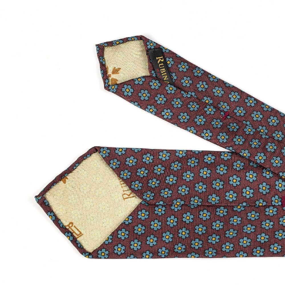 Rubinacci Cravatta in twill di seta bordeaux con stampa floreale Sconto