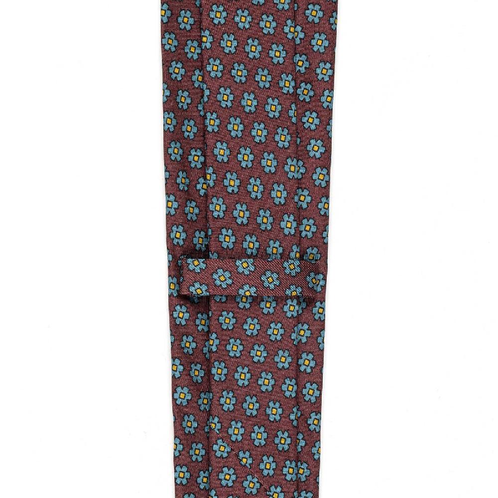 Rubinacci Cravatta in twill di seta bordeaux con stampa floreale Sconto
