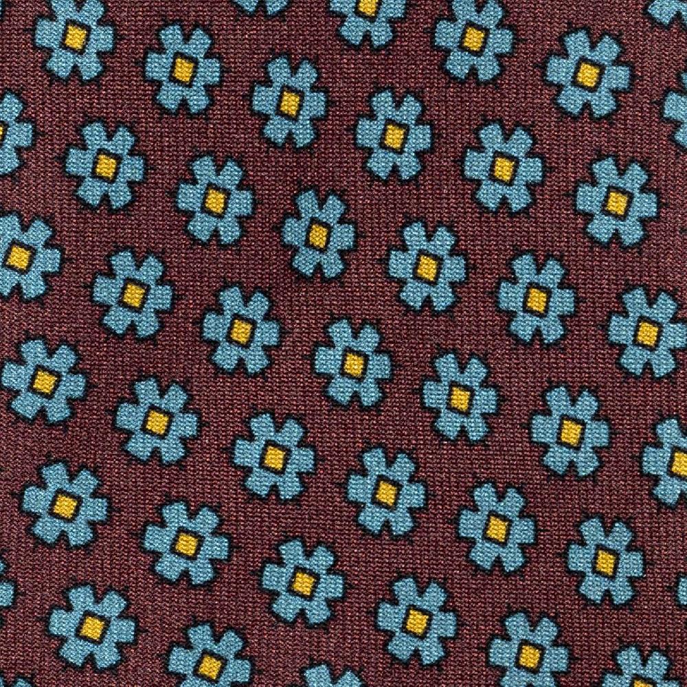 Rubinacci Cravatta in twill di seta bordeaux con stampa floreale Sconto