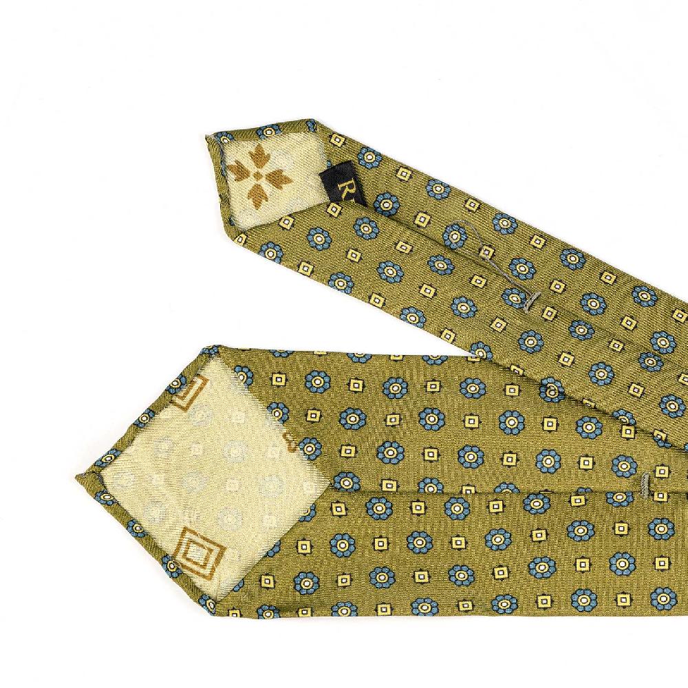 Rubinacci Cravatta in twill di seta senape con stampa floreale Offerta