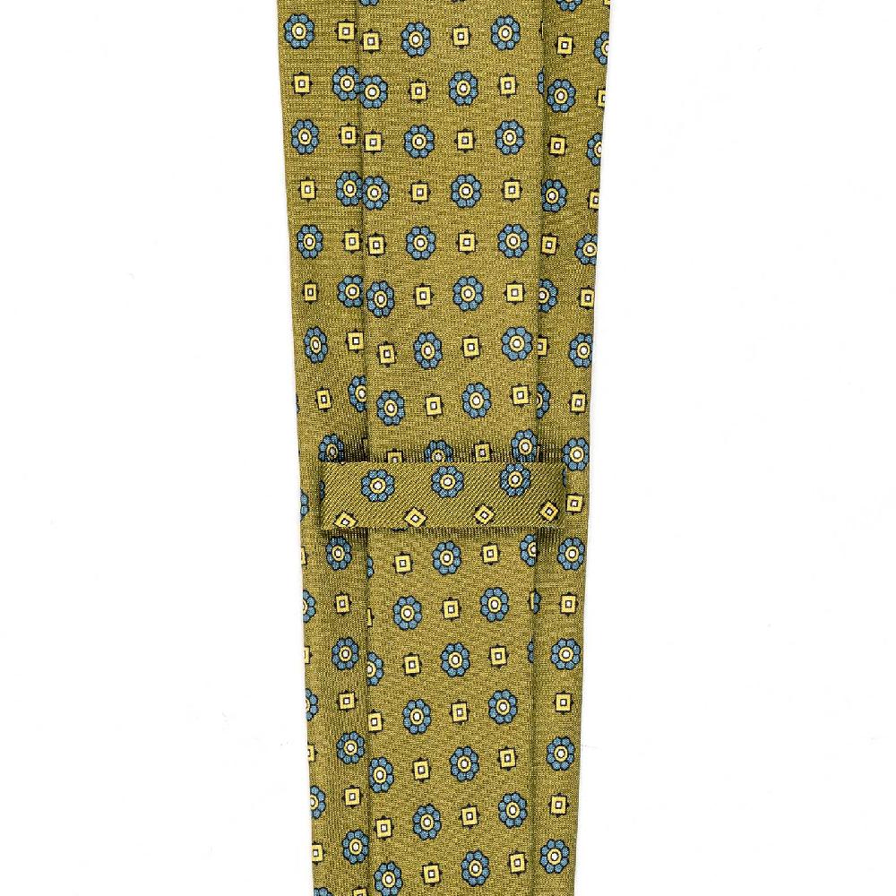 Rubinacci Cravatta in twill di seta senape con stampa floreale Offerta