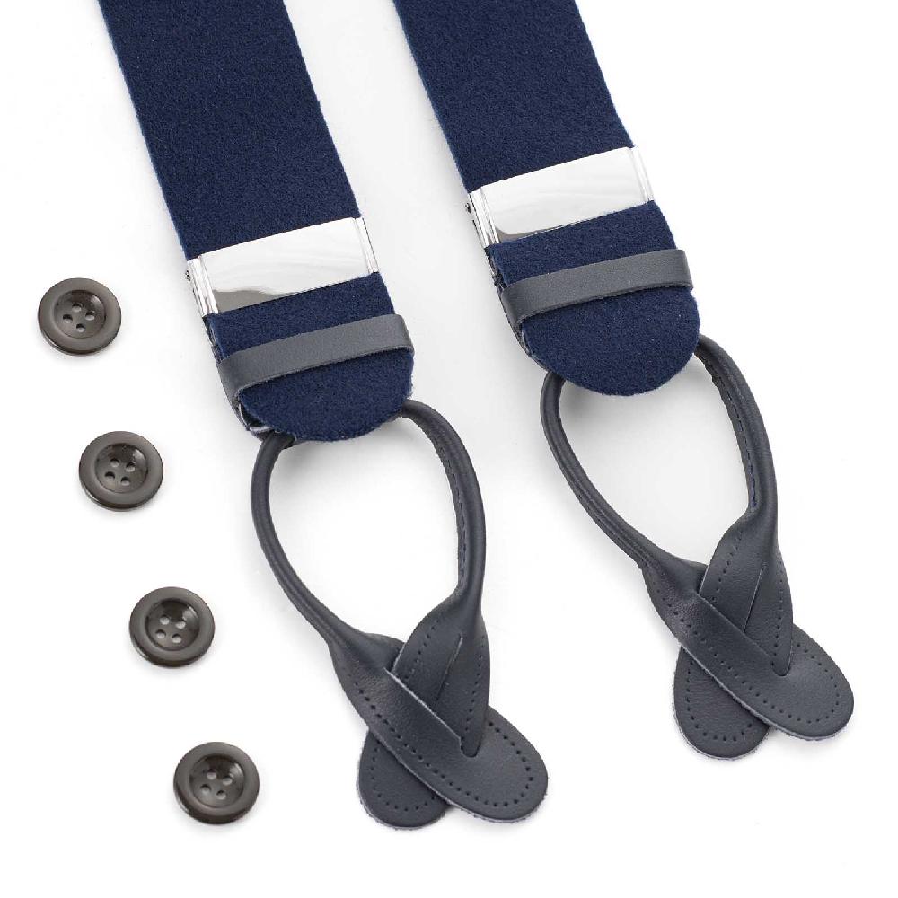 Rubinacci Bretelle in feltro blu In Saldo