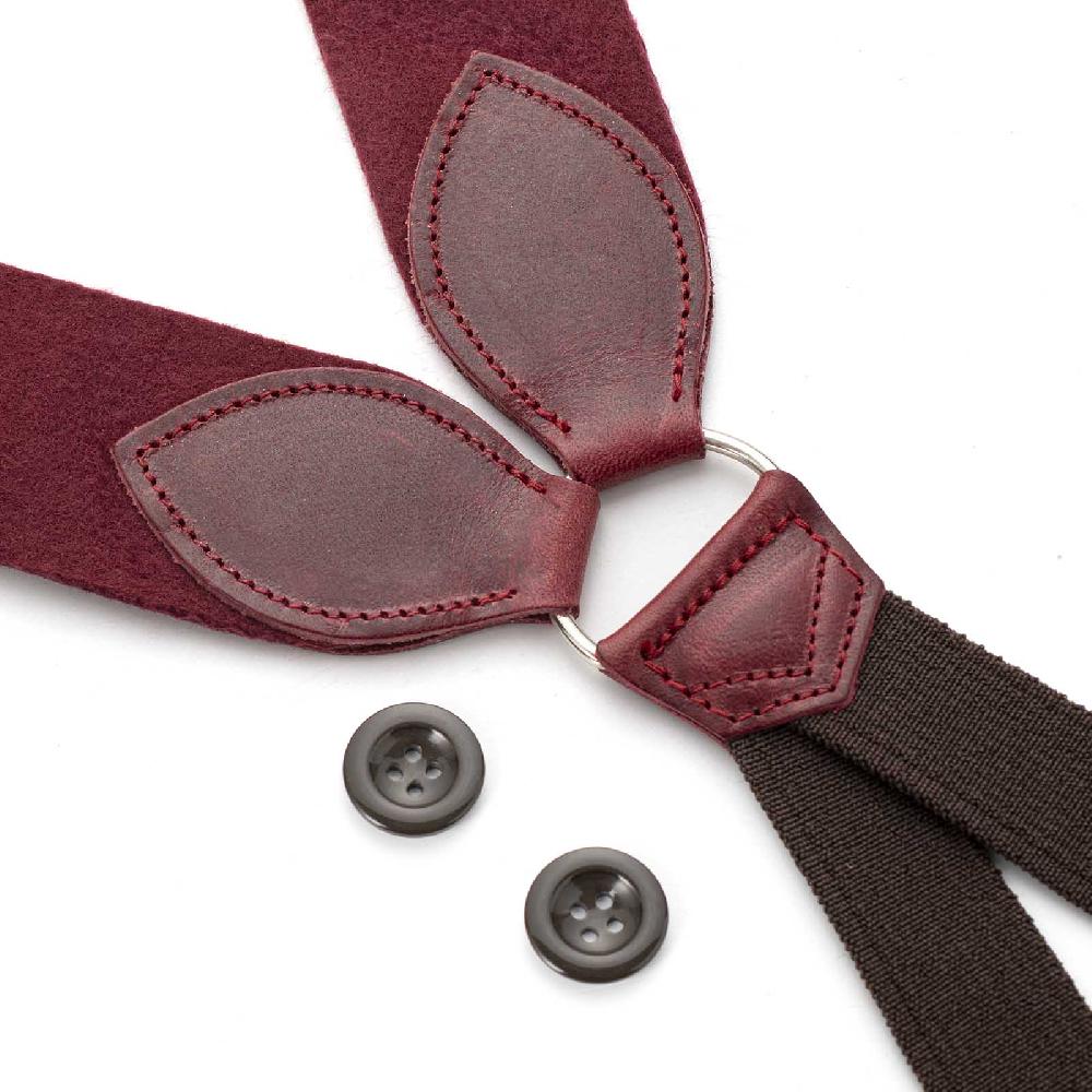 Rubinacci Bretelle in feltro bordeaux Nuova