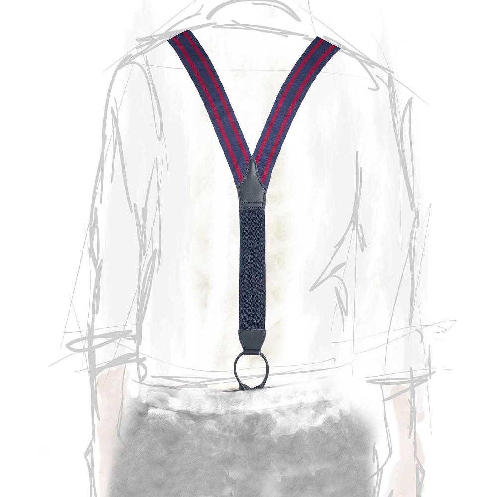 Rubinacci Bretelle rigate blu e bordeaux Nuovo